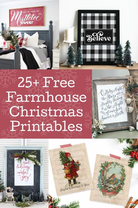 Get 25+ beautiful, free rustic themed Christmas printables! Perfect for using as wall art or to compliment your farmhouse holiday decor. Free Farmhouse Christmas Printables, Free Printable Vintage Christmas Pictures, Free Christmas Printables To Frame, Free Santa Printables, Christmas Prints Free Printable, Christmas Images Printable, Farmhouse Printables Free, Free Winter Printables, Christmas Prints Free