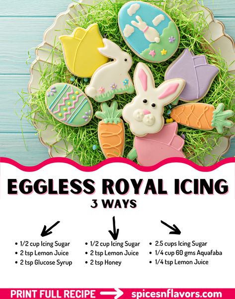 This is your one stop ultimate guide to making Royal Icing recipe. Find 3 ways in which you can make this Eggless Royal Icing. So no excuses for not making it now. No Egg Royal Icing, Egg Free Royal Icing, Eggless Royal Icing Recipe, Royal Icing No Egg, How To Make Royal Icing, Solstice Cookies, Eggless Royal Icing, Vegan Royal Icing Recipe, Making Royal Icing