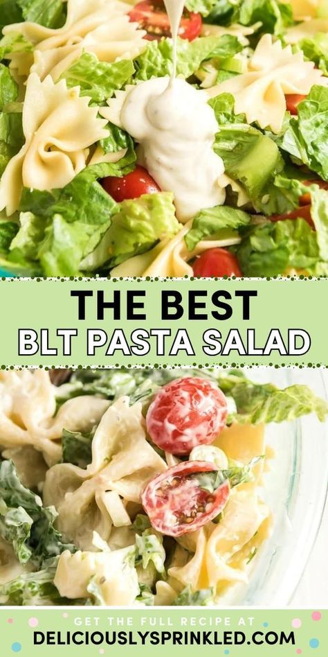 What your Labor Day party food ideas need! It's an easy summer salad. Tossed in a creamy ranch dressing, this BLT pasta salad recipe is the BEST. This simple BBQ side dish is also great for lunch or even a light dinner! Salads Green, Creamy Pasta Salad Recipe, Blt Pasta Salad, Creamy Pasta Salads, Blt Pasta, Resep Pasta, Blt Pasta Salads, Pasta Salad Dressing, Grilled Bbq Chicken