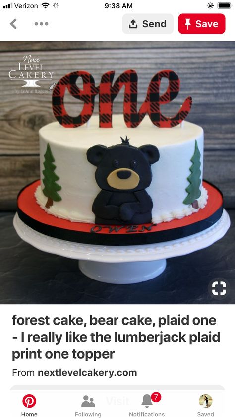 Wedding Cakes And Cupcakes, Cake Bear, Lumberjack Birthday Party, Lumberjack Birthday, Boys First Birthday Party Ideas, Bear Cake, Wild One Birthday Party, Baby Boy First Birthday, Forest Cake