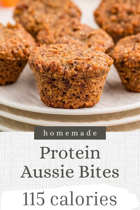 Healthy and homemade, these copycat Aussie Bites have extra protein, extra flavor, and is the perfect on the-go, portable snack. Aussie Bites, High Protein Foods List, Protein Foods List, Cake Batter Protein, Healthy Granola Bars, Healthy Low Calorie Meals, Granola Healthy, Powder Recipe, Food Displays