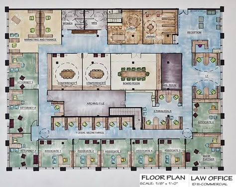 LAW OFFICE by Romanca Mohan, via Behance Law Firm Office Floor Plan, Activity Center Design, Law Firm Office Design, Employee Welcome Kit, Office Building Ideas, House Office Decor, Partition Wall Design, Law Firm Design, Small Business Goals