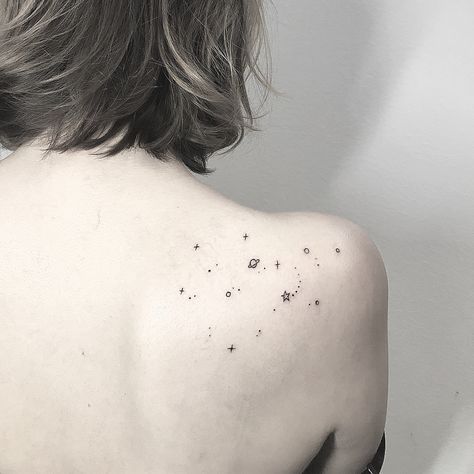 Terryemi Tattoo on Instagram: “Universe 💫”  #tattoos #small #minimalist #ideas #meaningful #fun #quotes #body #sleeve #design #geometric #cute Bodysuit Tattoos, Spiritual Tattoo, Universe Tattoo, Galaxy Tattoo, 4 Tattoo, Inspiration Tattoos, Tattoo Feminina, Dainty Tattoos, Aesthetic Tattoo