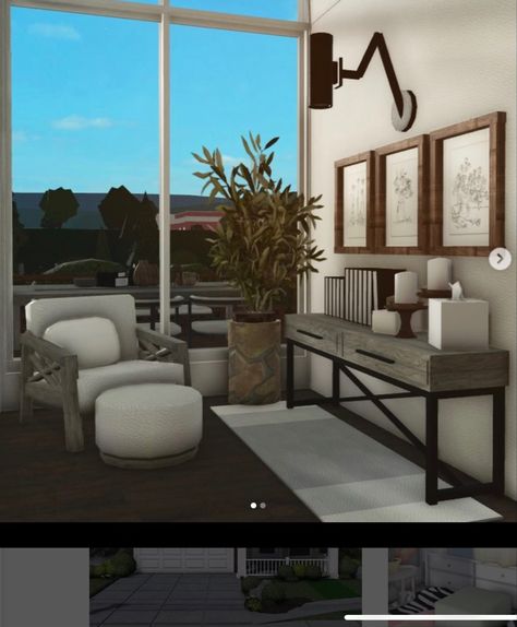 Bloxburg Apartment Reception, Bloxburg Main Entrance Ideas, Realistic Bloxburg Entryway, Mood Station Bloxburg Aesthetic, Bloxburg Entry Room Ideas, Bloxburg Seating Area, Bloxburg Console Table Ideas, Outdoor Bloxburg Ideas, Bloxburg Interior Ideas Hallway