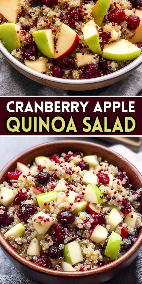 🍏🥗 Elevate your mealtime with this delicious Cranberry Apple Quinoa Salad! Bursting with flavors and packed with nutrients, this salad is the perfect balance of sweet and savory, making it an ideal dish for lunch, dinner, or a festive gathering. 👉 Don’t forget to try it out! Pin this recipe for later and bring a burst of flavor to your dining table! #CranberryAppleSalad #QuinoaSalad #HealthyRecipes #Vegan #GlutenFree #MealPrep #SaladRecipes #FallRecipes #HealthyEating Apple Quinoa Salad, Thanksgiving Side Dishes Crockpot, Apple Recipes Easy Healthy, Apple Quinoa, Cranberry Quinoa Salad, Thanksgiving Side Dishes Healthy, Apple Recipes Healthy, Salad Quinoa, Thanksgiving Side Dishes Easy