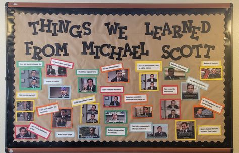 The Office Themed Bulletin Board, The Office Ra Bulletin Boards, The Office Bulletin Board, Breakroom Bulletin Board Ideas, Huddle Board Ideas Office, Employee Bulletin Board Ideas, Office Board Ideas, Office Bulletin Board Ideas, Huddle Board