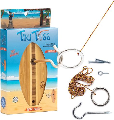 Tiki Toss Ring Toss Game for Adults & Kids - Hook and Ring Games with String and Hooks for Indoor Use, Man Cave Decor & Stuff, Gifts for Men As an Amazon Associate I earn from qualifying purchases. Hook And Ring Game, Tiki Toss, Hook Game, Man Cave Accessories, Game For Adults, Ring Toss Game, Beach Games, Ring Game, Bar Games