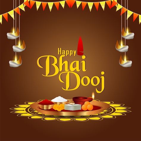 Happy bhai dooj festival of indian famil... | Premium Vector #Freepik #vector #bhai-duj #bhai #bhai-dooj #bhaiya-dooj Happy Bhai Dooj Images Hd, Happy Bhaiya Dooj, Happy Bhai Dooj Images, Bhai Dooj Images, Bhai Dooj Wishes, Happy Bhai Dooj, Puja Thali, Diwali Pictures, Bhai Dooj