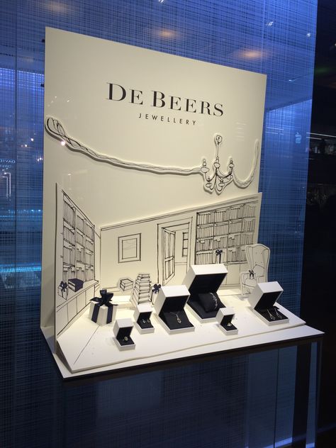 DeBeers Window Display - Houston Display Visual Merchandising, Jewelry Shop Display, Jewelry Store Displays, Jewelry Store Design, Window Display Design, Jewellery Exhibition, Jewellery Showroom, Shop Window Design, Exhibition Display