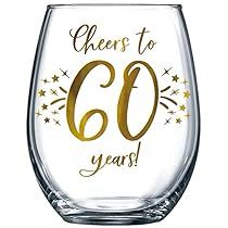 Golden Anniversary Party Decorations, Cheers To 60 Years, Golden Anniversary Party, Cheers To 50 Years, Birthday Wine Glass, Gold Foil Design, Anniversary Party Decorations, Foil Design, Happy 60th Birthday