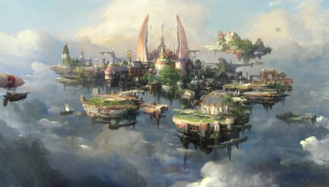 Fantasy Island, Fantasy City, Fantasy Castle, Fantasy Setting, Fantasy Places, Art Station, Landscape Scenery, Fantasy Art Landscapes, Fantasy Concept Art