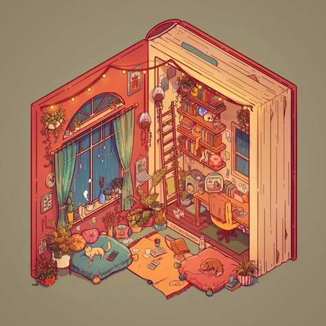 (2) Home / Twitter Isometric Rooms, Isometric Room, 심플한 그림, Isometric Art, Isometric Illustration, Japon Illustration, Wow Art, Dessin Adorable, 판타지 아트