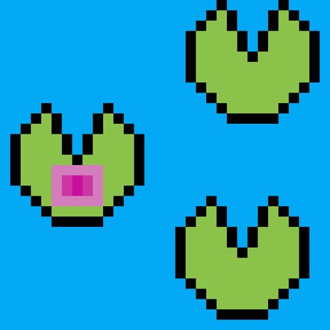 Pixel Lily Pad, Lily Pad Pixel Art, Square Drawing, Drawing Application, Pixel Drawing, Easy Canvas, Easy Canvas Art, Fun Diy Crafts, Fun Diy