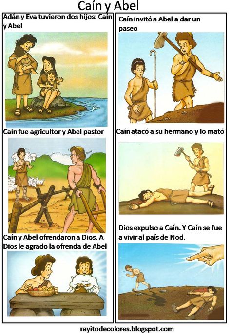 Caín y Abel Abel And Cain, Sunday School Stories, Preschool Bible Activities, Coloring Pages Ideas, Kids Church Lessons, Bible Crafts Sunday School, Pages Ideas, Cain And Abel, Sunday School Kids