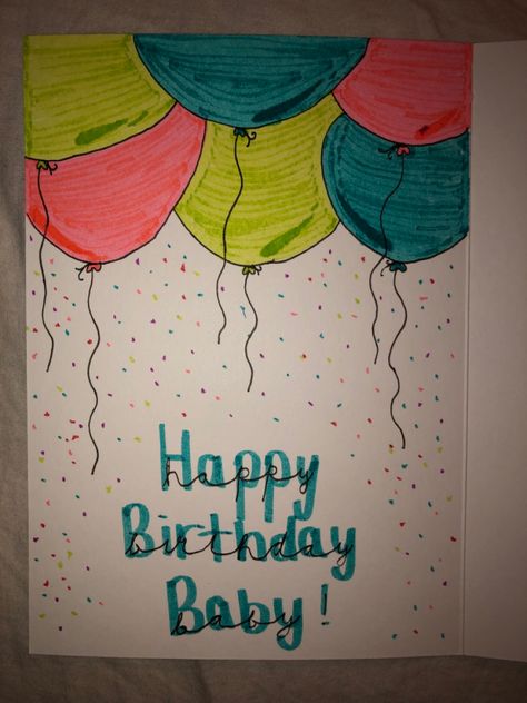 Balloons Drawing Birthday, Happy Bday Drawings, Birthday Balloon Drawing, Happy Birthday Posters Ideas, Drawing Ideas For Moms Birthday, Drawing Happy Birthday, Happy Birthday Poster Ideas, Birthday Sketch Art, Happy Birthday Mom Drawing