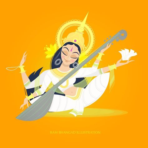 Ram Bhangad, Ram Character Design, Anki Backgrounds, Saraswati Illustration, Ram Illustration, Lipan Art, Ganesh Festival, Morden Art, Vasant Panchami