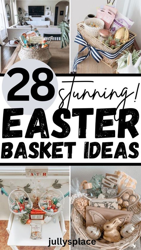 Easter Basket Ideas Basket Themes, Easter Basket Decor, Easter Basket Themes, Adult Easter Baskets, Creative Easter Baskets, Unique Easter Gifts, Decorating Easter Baskets, Adult Easter, Easter Baskets For Toddlers