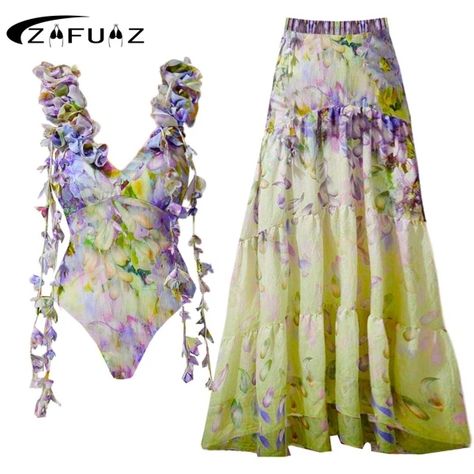 Just found this amazing item on AliExpress. Check it out! $43.31 | ZAFUA Flower Ruffle Swimsuit With Cover Up Luxury Woman Swimsuit Swimwear V Neck Swim Suit Bikini Sliming Bodysuit Beachwear Swimsuit Design Ideas, Flower Inspired Fashion, Swimsuit With Skirt, Swimsuit With Cover Up, Backless One Piece Swimsuit, Tropical Fashion, Skirt Swimsuit, Beach Fits, Pretty Skirts