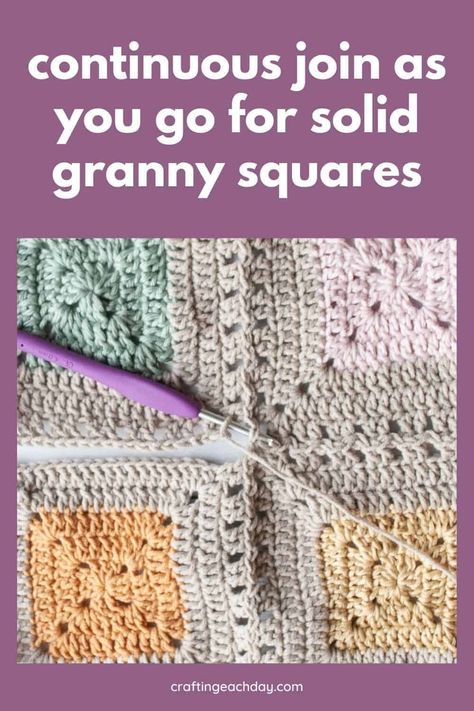 Joining Granny Squares Crochet Video Tutorials, Joining Crochet Squares, Solid Granny Square, Joining Granny Squares, Easy Beginner Crochet Patterns, Annie's Crochet, Granny Square Crochet Patterns Free, Crochet Stitches Free, Granny Square Afghan