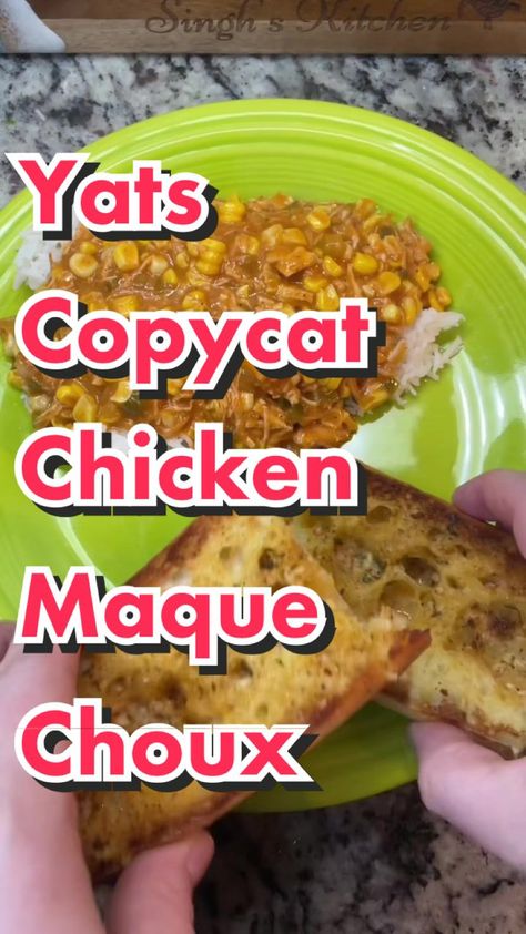 Copycat Yats Chicken Maque Choux #yats #yatscopycatrecipe #maquechoux | TikTok Chicken Maque Choux Recipe, Cajun Maque Choux Recipe, Yats Copycat Recipes, Macque Choux Recipe, Maque Choux Recipe, Choux Recipe, Cajun Cooking, Interesting Recipes, Delicious Soup Recipes