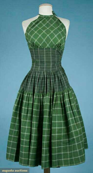 <3 this 60s Sundress, Mixing Plaids, 1950s Sundress, Plaid Sundress, Halter Dress Vintage, Claire Mccardell, Augusta Auctions, Vintage Fashion 1950s, 1950s Outfits