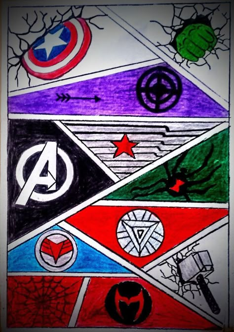 Marvel Avengers Drawings Easy, Avengers Doodle Art, Marvel Easy Drawings, Marvel Drawing Ideas Easy, Marvel Art Drawings Easy, Simple Marvel Drawings, Marvel Doodle Art, Marvel Sketches Easy, Marvel Painting Ideas