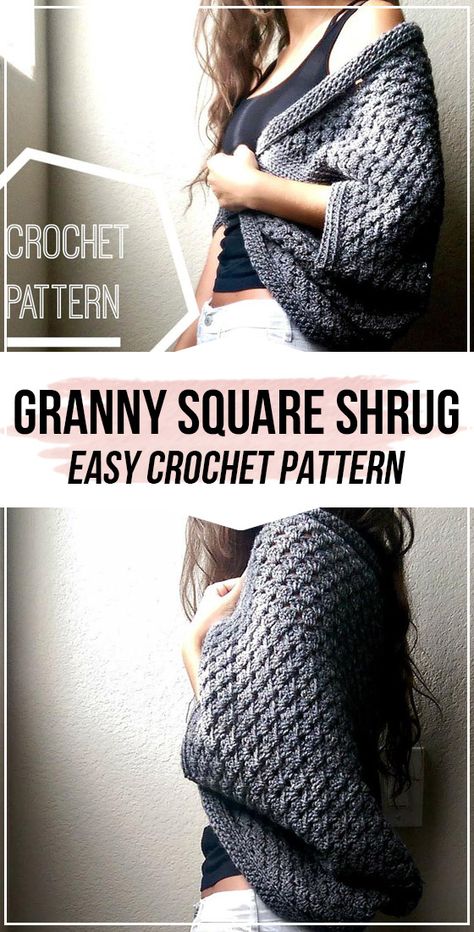 crochet Granny Square Shrug pattern #Cardigan&Shrug&sweater #crochet #crochetpattern via @shareapattern.com Granny Square Shrug, Cardigan Shrug, Shrug Pattern, Pattern Cardigan, Crochet Shrug, Sweater Crochet, Crochet Granny Square, Crochet Clothing, Crochet Motifs