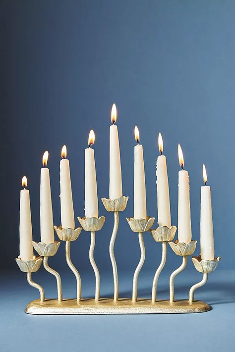 Clay Menorah, Hanukkah Candle Holder, Black Iron Candle Holders, Dw Home Candles, Anthropologie Candle, Chanukah Decor, How To Celebrate Hanukkah, Hanukkah Candles, Festive Holiday Decor