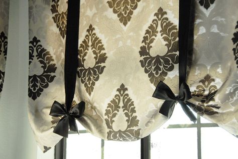 Tie Up Shade After Wicker House, Tie Up Shades, Diy Window Treatments, Luxury Vinyl Tile Flooring, Burlap Curtains, No Sew Curtains, The Curtains, Space Painting, Diy Window