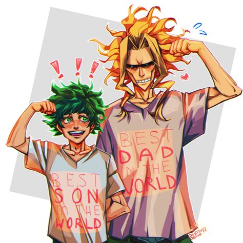 Mha All Might Fanart, Dadmight And Deku, Deku And All Might, All Might Fanart, All Might And Deku, Dad Might, Yagi Toshinori, Toshinori Yagi, Class 1 A