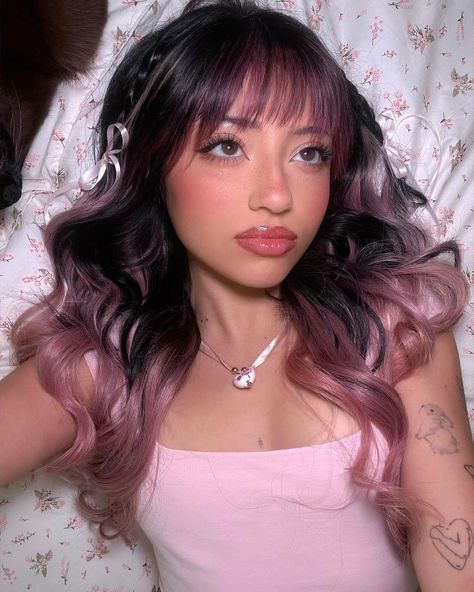 Miranda rae via instagram Bang Dyed Hair, Miranda Rae, Pink Hair Dye, Color Streaks, Peekaboo Hair, Hair Color Streaks, Dyed Hair Inspiration, Dye Hair, Hairstyles For Layered Hair