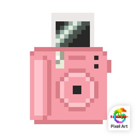 Computer Theme, 3d Pixel, 3d Camera, Easy Pixel Art, Polaroid Camera, Art Icon, Pixel Art, Phone Wallpaper, Cross Stitch