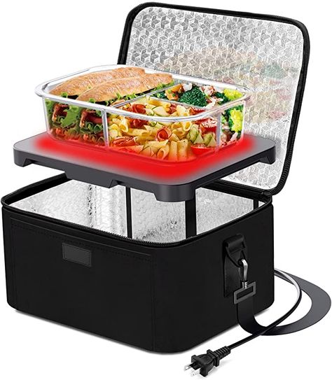 Amazon.com: Aotto Portable Oven Personal Food Warmer - 110V Portable Mini Microwave Electric Heated Lunch Box for Work, Cooking and Reheating Meals in Office, Potlucks, Travel Hotel, Home Kitchen (Black): Home & Kitchen Portable Microwave, Heated Lunch Box, Portable Oven, Work Lunch Box, Car Food, Mini Oven, Portable Food, Keep Food Warm, Food Warmer