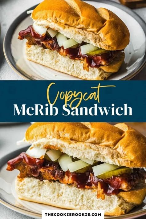 Mcrib Sandwich, Mcdonalds Copycat Recipes, Food Copycat Recipes, Pizza Sandwich Recipe, Mcdonalds Recipes, Rib Sandwich, Slow Cooker Bbq Ribs, Yummy Sandwiches, How To Cook Ribs