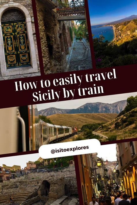 How to easily travel Sicily by train with a train in a mountainous mediterranean area in the center Sicily Itinerary, Travel By Train, Sicily Travel, Palermo Sicily, Ways To Travel, Train Rides, Train Travel, Beautiful Islands, Travel Bucket List