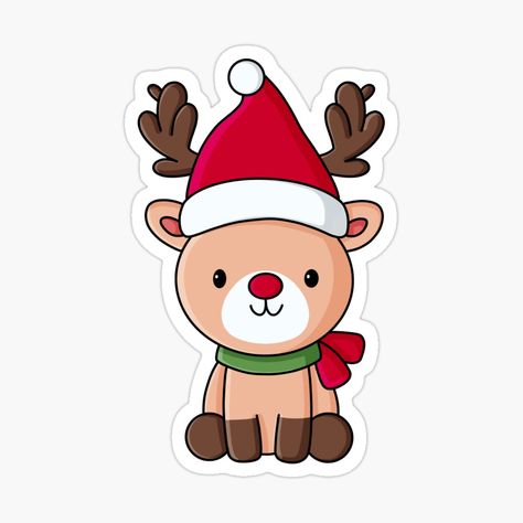 Get my art printed on awesome products. Support me at Redbubble #RBandME: https://www.redbubble.com/i/sticker/Christmas-Reindeer-cute-reindeer-by-celeboxs/164894294.EJUG5?asc=u Christmas Cute Stickers Printable, Cute Reindeer Illustration, Reindeer Clipart Christmas, Christmas Stiker, Christmas Sticker Ideas, Reindeer Cartoon, Reindeer Cute, Boca Junior, Reindeer Clipart