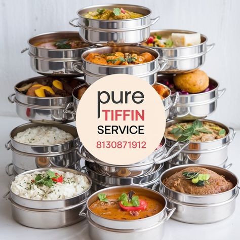 🍴🍽️ Craving tasty, home-cooked meals? Pure Plates Tiffin Service delivers just that! Contact us at 8130871912 for fresh and flavorful options. 📞😋 #Foodie #PurePlates Tiffin Service Poster, Indian Lunch Box, Craving Tasty, Tiffin Service, Contact Us, Lunch Box, Pure Products, Quick Saves