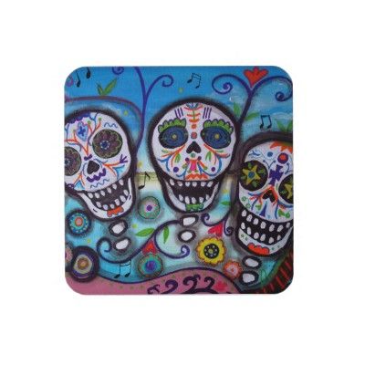 Mariachi Singers Dia de los Muertos Coasters Mexican Street Art, Mexican Skull Art, Mexican Life, Mexican Restaurant Decor, Mexican Wall Art, Modern Folk, Day Of The Dead Skull, Mexican Skulls, Mexican Street