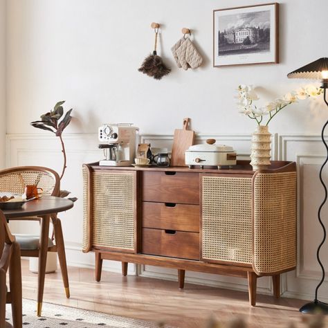 Vintage Sideboard Living Room Tea Cabinet - Cane Wood Dresser | Habitature https://www.habitature.com/products/dresser-rattan-wood This beautiful cabinet gives your room or entry way an instant makeover, with the natural charm brought by its rattan and wood accents. Rattan Cabinet, Rattan Weaving, Sideboards Living Room, Beautiful Cabinet, Kitchen Sideboard, White Ash, Vintage Sideboard, Wood Dresser, Wood Sideboard