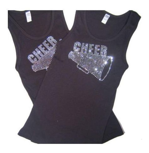 Cheer Super Bling ladies skinny fit bling  by BlingIsTheNewBlack, $29.00 Black Tank Top, Black Tank, Black Tank Tops, Cheerleading, Next Level, Aesthetic Clothes, Shirts Tops, Tank Top, Womens Tops