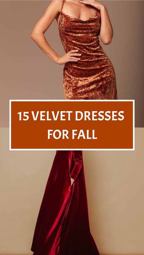 Elevate your autumn fashion game by incorporating luxurious velvet dresses. The rich texture of velvet exudes elegance and sophistication, making it a great choice for fall events and evenings out. Embrace the opulence of velvet to add a touch of decadence to your seasonal wardrobe. Step into fall with style and make a statement with these glamorous pieces. Velvet One Piece Dresses, Fall Formal Dresses, Dresses For Fall, Velvet Sheath Dress, Velvet Evening Dress, Velvet Slip Dress, Velvet Wrap Dress, Seasonal Wardrobe, Velvet Dresses