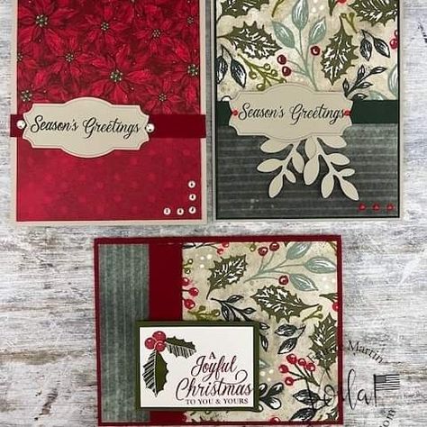 Handcrafted Christmas Cards, Boughs Of Holly, Poinsettia Cards, Handmade Christmas Cards, Stamped Christmas Cards, Simple Christmas Cards, Homemade Christmas Cards, Stampin Up Christmas Cards, Christmas Card Crafts