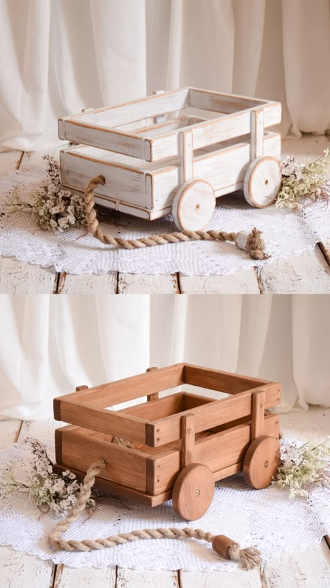 Add a whimsical touch to your photography sessions with our charming wooden cart prop. Perfect for newborn and toddler photos, this beautifully crafted cart brings a rustic, fairy-tale vibe to your shots. Made from high-quality wood, it’s both sturdy and safe, offering a unique and delightful setting for capturing precious memories.  Bring your photos to life with this enchanting prop!  #PhotographyProps #WoodenCart #NewbornPhotography  Make your sessions unforgettable – order your wooden cart today! Diy Props For Photography, Prop Idea, Childrens Furniture Design, Photography Props Ideas, Wood Props, Newborn And Toddler, Wooden Cart, Wood Craft Patterns, Wooden Toy Cars