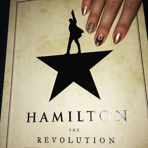 musical Broadway manicure nail design Mani Alexander Hamilton gold Hamilton Nails Designs, Hamilton Nails, Hamilton Star, Broadway Nails, Manicure Nail Designs, Theater Kid, Manuel Miranda, Nails For Kids, Alexander Hamilton