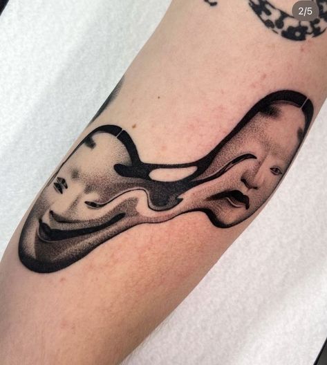 Tattoo Japonais, Double Mask, Pointillism Tattoo, Tooth Tattoo, Tattoo Catalog, Surreal Tattoo, Choose Her, Wicked Tattoos, Why Her