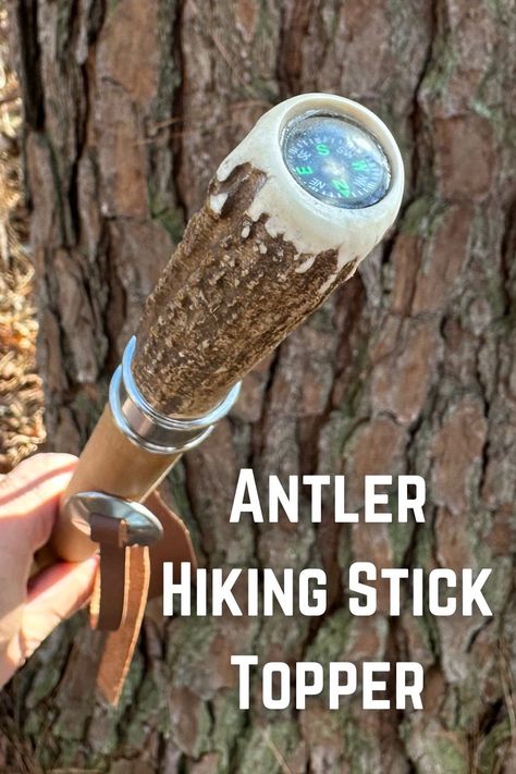 How To Make A Walking Stick Diy, Diy Hiking Stick, Hiking Sticks Ideas, Walking Stick Ideas, Walking Sticks Ideas Homemade, Antler Crafts Diy, Diy Antler Projects, Deer Horn Ideas, Deer Antler Ideas