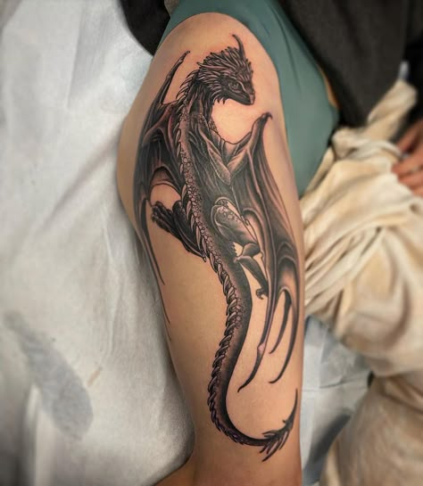 Dragon Bicep Tattoos For Women, Protective Dragon Tattoo, Patchwork Dragon Tattoo, Dragon Tattoo Cover Up, Dragon Bicep Tattoo, Dragon Stomach Tattoo, Full Body Dragon Tattoo, Dragon Tattoo Bicep, Thigh Cover Up Tattoo Women