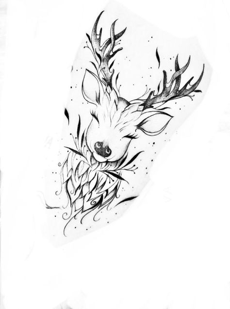 Reindeer Tattoo Design, Small Deer Tattoos For Women, Animal Tattoos Simple, Floral Deer Tattoo, Hirsch Tattoo Frau, Reindeer Tattoo, Deer Tattoo Designs, Animal Tattoos For Women, Stag Tattoo