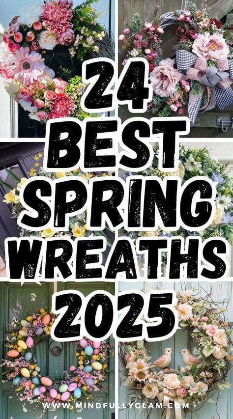 Spring/summer Wreath Ideas, Small Wreath Decor Ideas, Spring Wreaths 2025, Spring Wreath Ideas Diy, Front Porch Decor Spring, Spring Bathroom Decor, Living Room Decor Spring, Spring Wreaths For Front Door Diy, Spring Wreath Diy