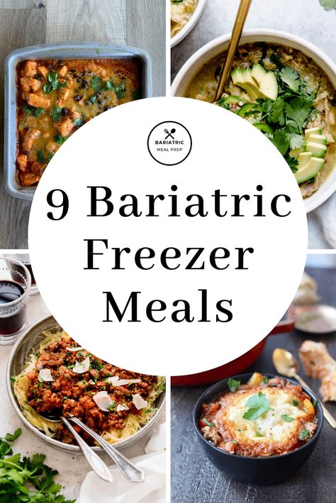 If you want to save time in the week you'll love these make ahead freezer meals after weight loss surgery. #weightloss #wls #bariatricdiet #bariatricsurgery #bariatricmealprep Meals For After Surgery, Bariatric Recipes Sleeve Liquid Diet, High Protein Bariatric Recipes, Bariatric Recipes Sleeve, Freezer Meal Recipes, Gastric Bypass Recipes, Vsg Recipes, Smoothies Vegan, Wls Recipes